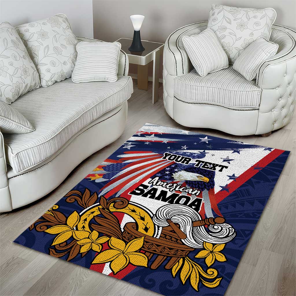 USA-American Samoa Flag Day Personalized Area Rug Bald Eagle Polynesian Tribal Pattern
