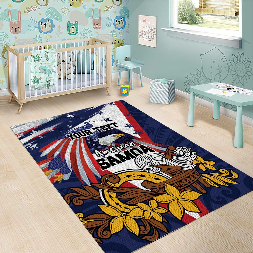 USA-American Samoa Flag Day Personalized Area Rug Bald Eagle Polynesian Tribal Pattern