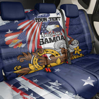 USA-American Samoa Flag Day Personalized Back Car Seat Cover Bald Eagle Polynesian Tribal Pattern