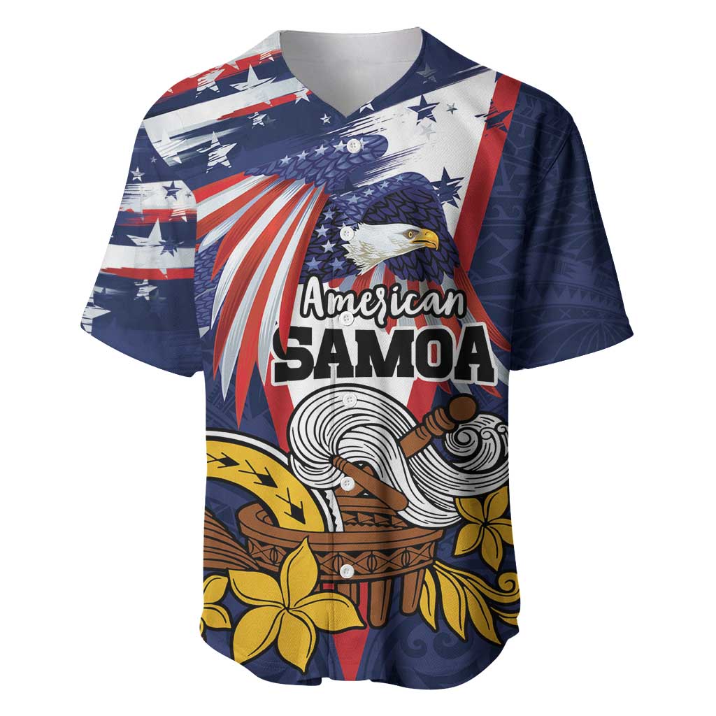 USA-American Samoa Flag Day Personalized Baseball Jersey Bald Eagle Polynesian Tribal Pattern
