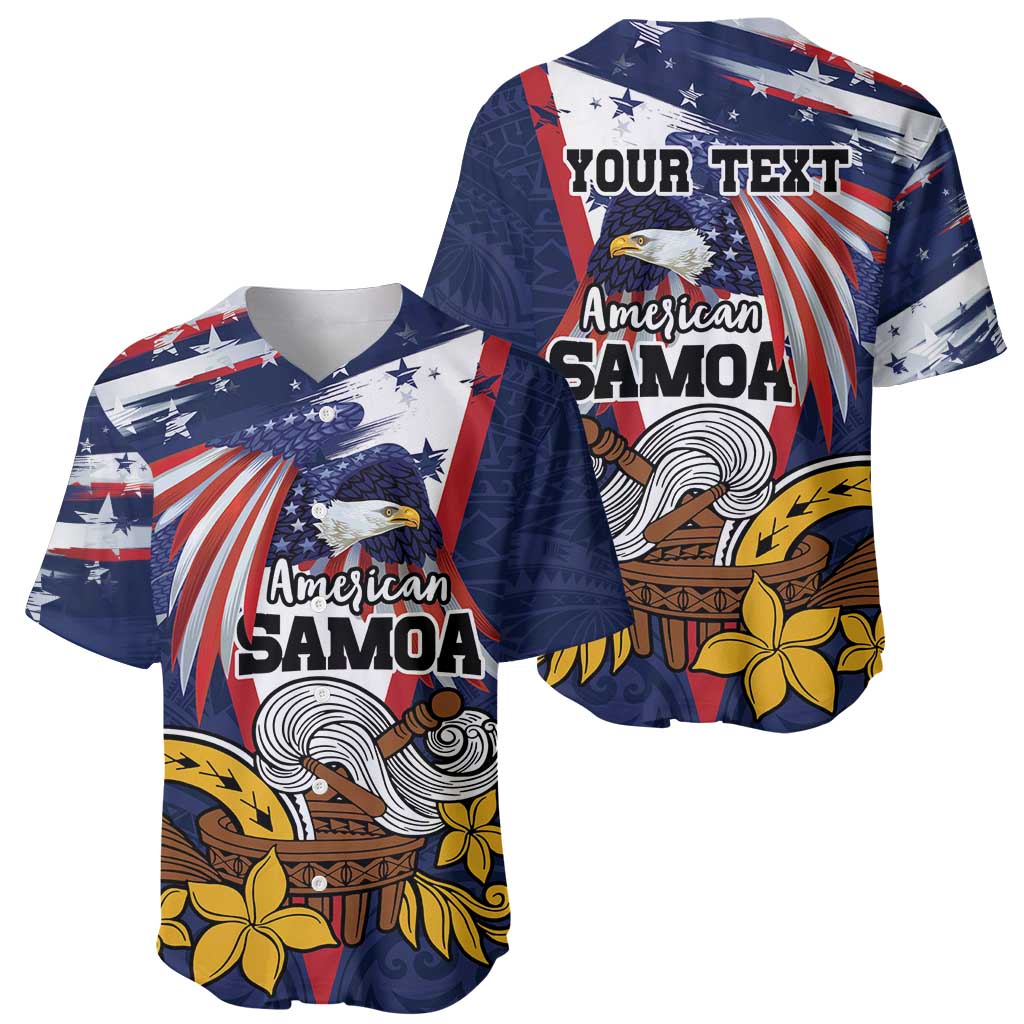 USA-American Samoa Flag Day Personalized Baseball Jersey Bald Eagle Polynesian Tribal Pattern