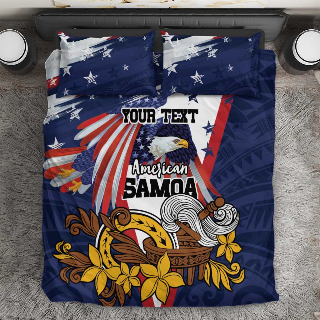USA-American Samoa Flag Day Personalized Bedding Set Bald Eagle Polynesian Tribal Pattern