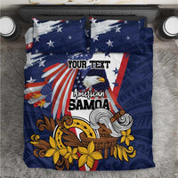 USA-American Samoa Flag Day Personalized Bedding Set Bald Eagle Polynesian Tribal Pattern