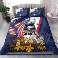 USA-American Samoa Flag Day Personalized Bedding Set Bald Eagle Polynesian Tribal Pattern