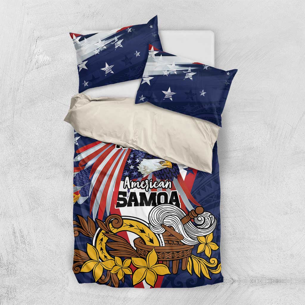 USA-American Samoa Flag Day Personalized Bedding Set Bald Eagle Polynesian Tribal Pattern