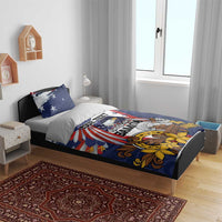 USA-American Samoa Flag Day Personalized Bedding Set Bald Eagle Polynesian Tribal Pattern