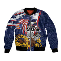 USA-American Samoa Flag Day Personalized Bomber Jacket Bald Eagle Polynesian Tribal Pattern