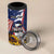USA-American Samoa Flag Day Personalized 4 in 1 Can Cooler Tumbler Bald Eagle Polynesian Tribal Pattern
