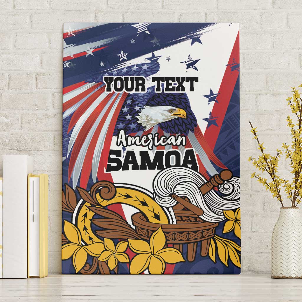 USA-American Samoa Flag Day Personalized Canvas Wall Art Bald Eagle Polynesian Tribal Pattern