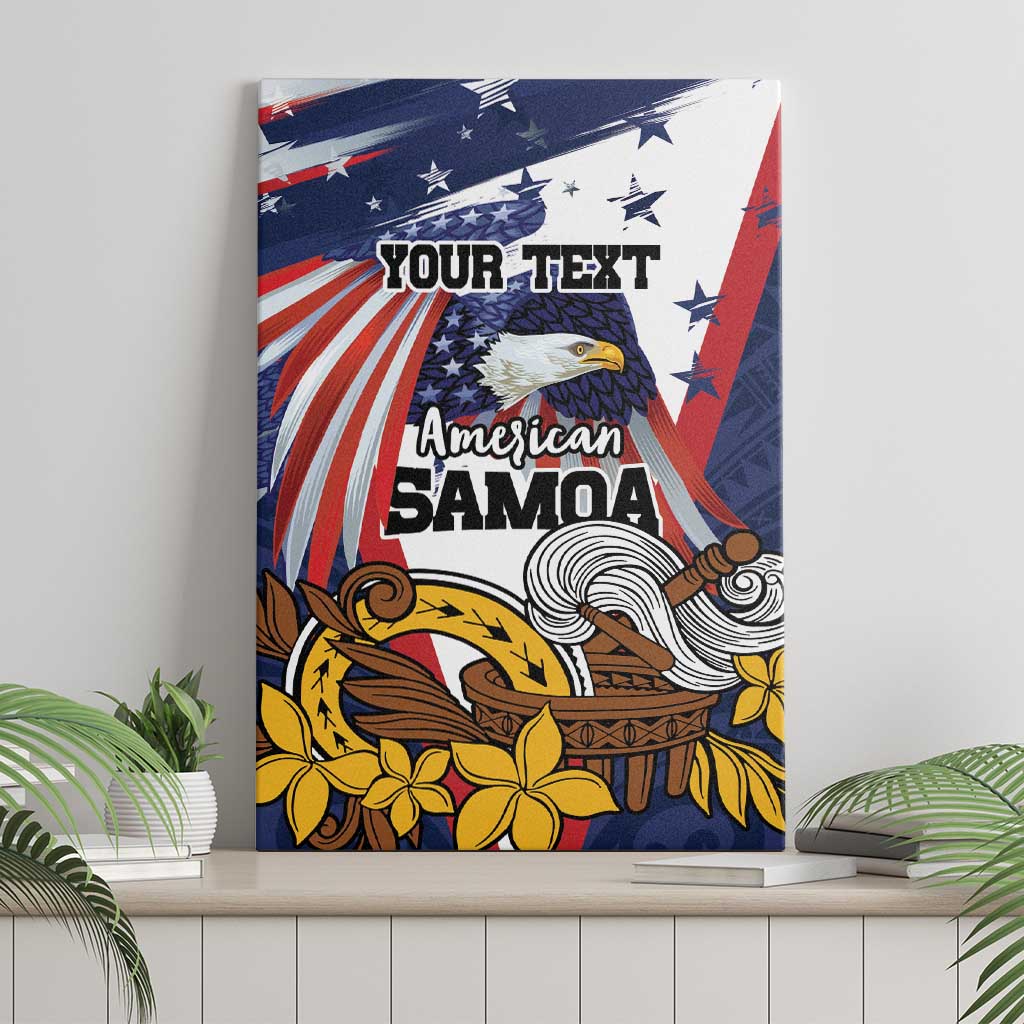 USA-American Samoa Flag Day Personalized Canvas Wall Art Bald Eagle Polynesian Tribal Pattern