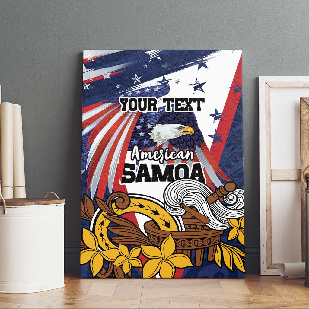 USA-American Samoa Flag Day Personalized Canvas Wall Art Bald Eagle Polynesian Tribal Pattern