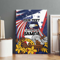 USA-American Samoa Flag Day Personalized Canvas Wall Art Bald Eagle Polynesian Tribal Pattern