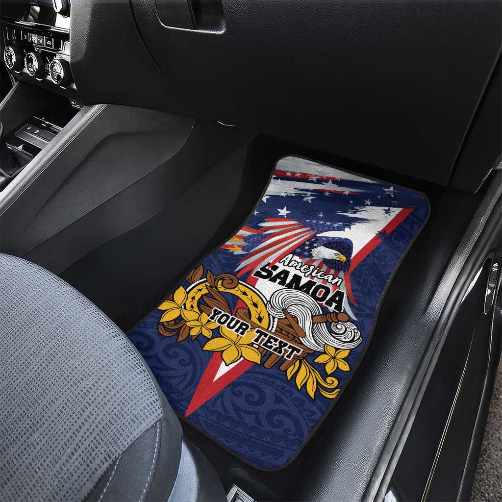 USA-American Samoa Flag Day Personalized Car Mats Bald Eagle Polynesian Tribal Pattern