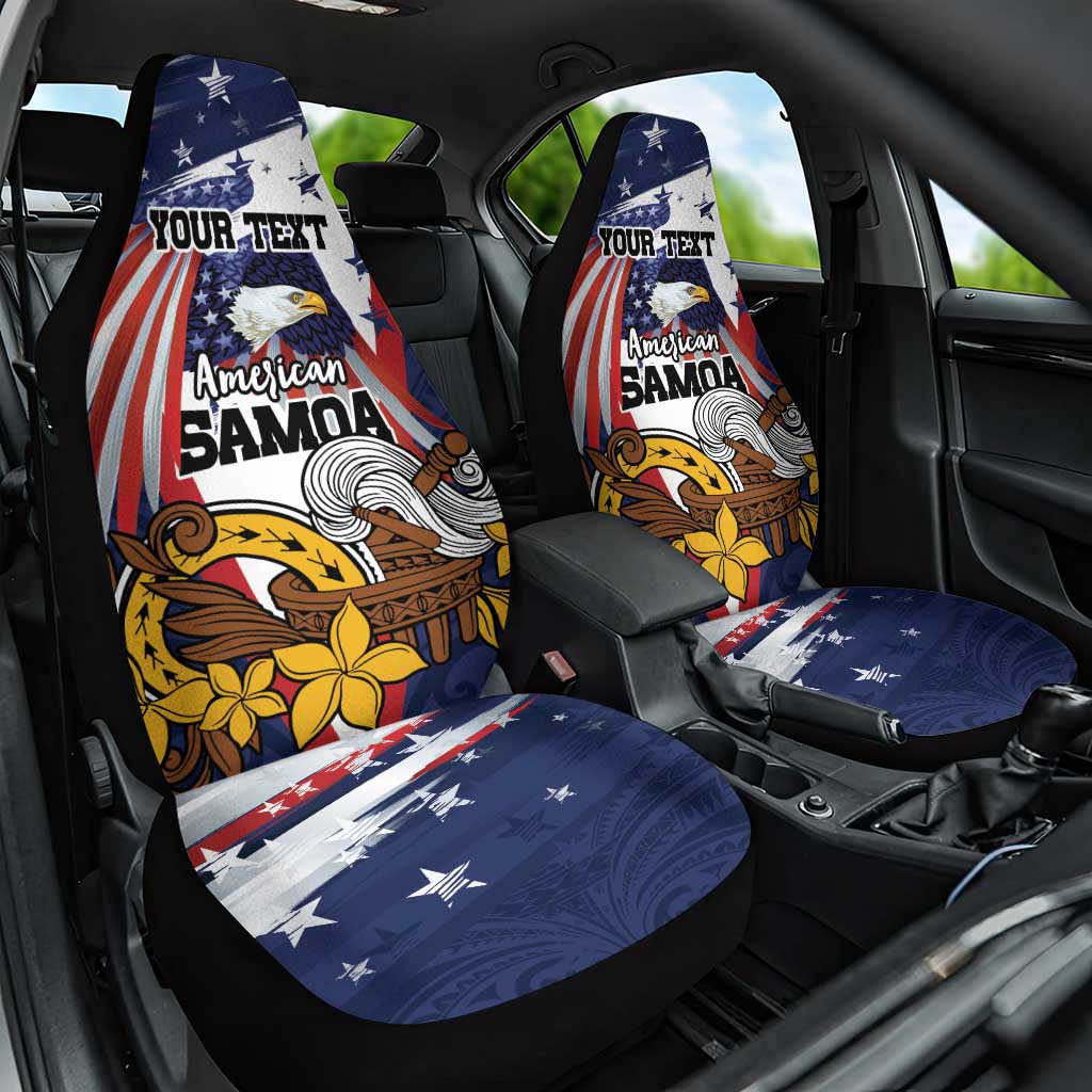 USA-American Samoa Flag Day Personalized Car Seat Cover Bald Eagle Polynesian Tribal Pattern