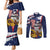 USA-American Samoa Flag Day Personalized Couples Matching Mermaid Dress and Long Sleeve Button Shirt Bald Eagle Polynesian Tribal Pattern