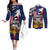 USA-American Samoa Flag Day Personalized Couples Matching Off The Shoulder Long Sleeve Dress and Long Sleeve Button Shirt Bald Eagle Polynesian Tribal Pattern