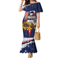 USA-American Samoa Flag Day Personalized Family Matching Mermaid Dress and Hawaiian Shirt Bald Eagle Polynesian Tribal Pattern