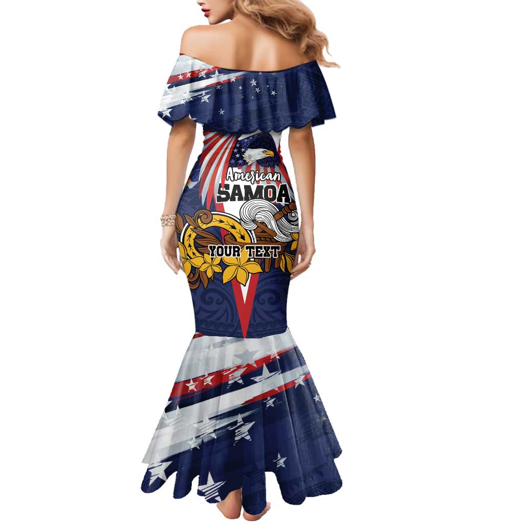 USA-American Samoa Flag Day Personalized Family Matching Mermaid Dress and Hawaiian Shirt Bald Eagle Polynesian Tribal Pattern