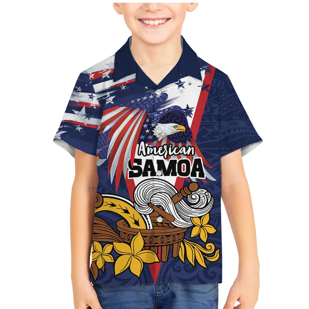 USA-American Samoa Flag Day Personalized Family Matching Mermaid Dress and Hawaiian Shirt Bald Eagle Polynesian Tribal Pattern
