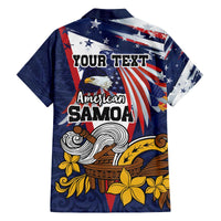 USA-American Samoa Flag Day Personalized Family Matching Off The Shoulder Long Sleeve Dress and Hawaiian Shirt Bald Eagle Polynesian Tribal Pattern