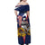 USA-American Samoa Flag Day Personalized Family Matching Off Shoulder Maxi Dress and Hawaiian Shirt Bald Eagle Polynesian Tribal Pattern