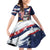 USA-American Samoa Flag Day Personalized Family Matching Off Shoulder Short Dress and Hawaiian Shirt Bald Eagle Polynesian Tribal Pattern