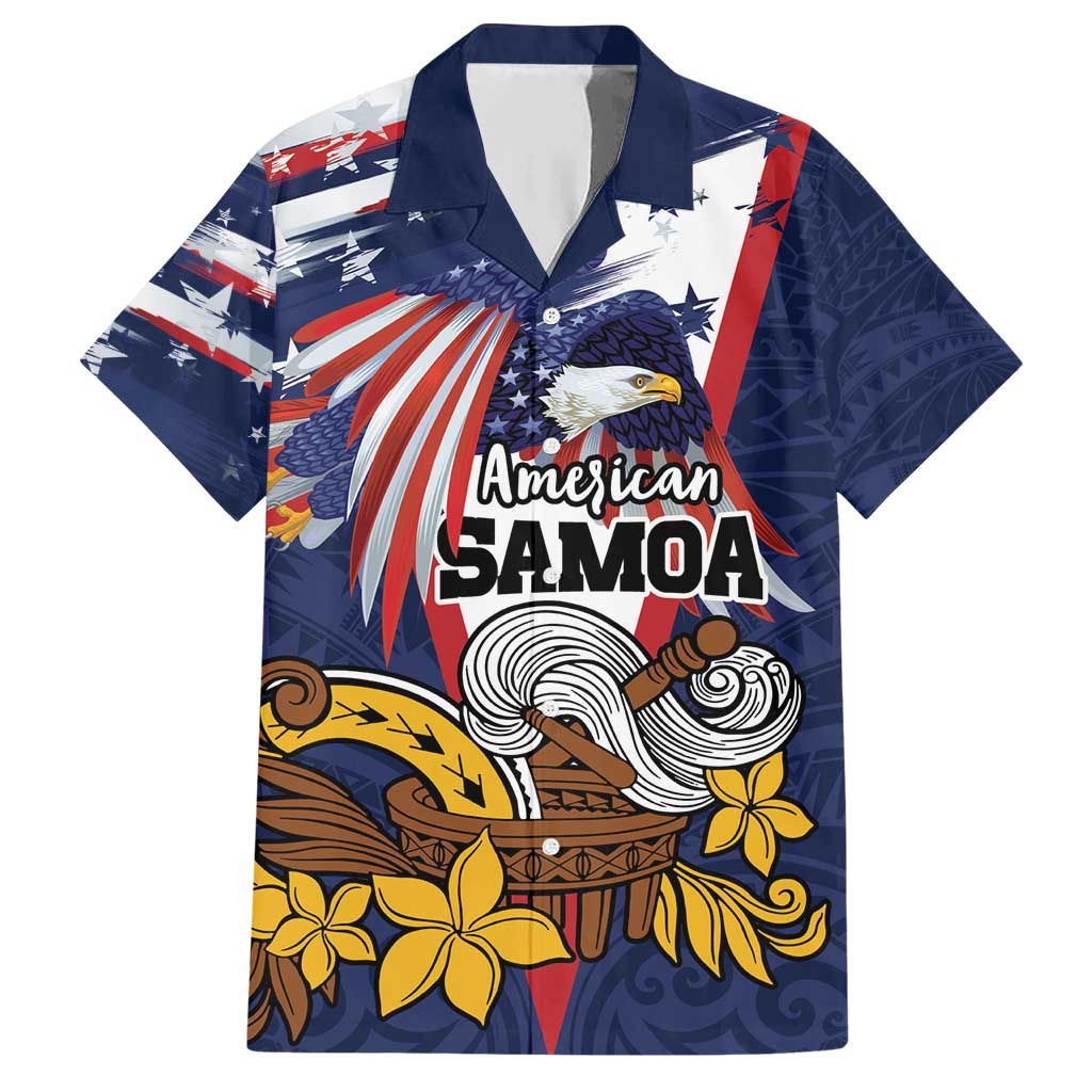 USA-American Samoa Flag Day Personalized Family Matching Short Sleeve Bodycon Dress and Hawaiian Shirt Bald Eagle Polynesian Tribal Pattern