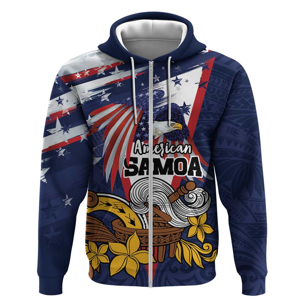 USA-American Samoa Flag Day Personalized Hoodie Bald Eagle Polynesian Tribal Pattern