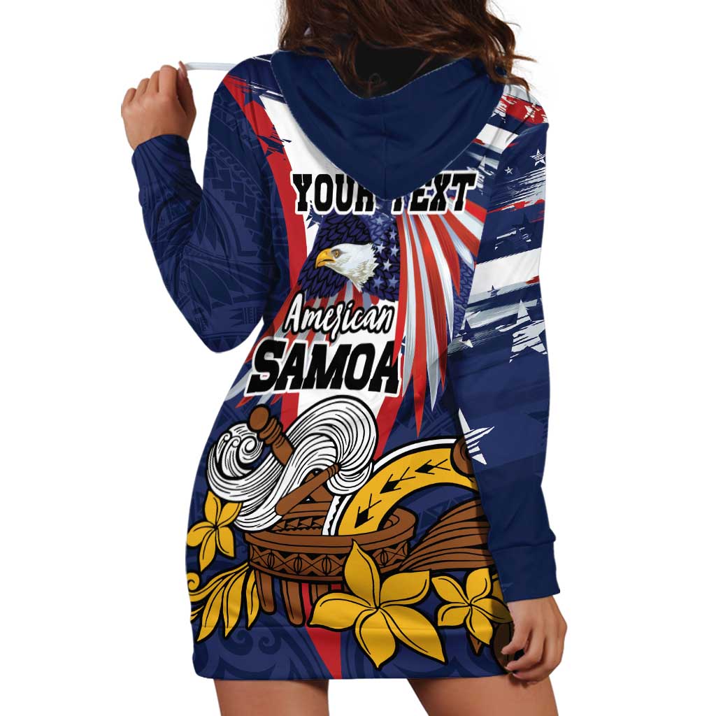 USA-American Samoa Flag Day Personalized Hoodie Dress Bald Eagle Polynesian Tribal Pattern