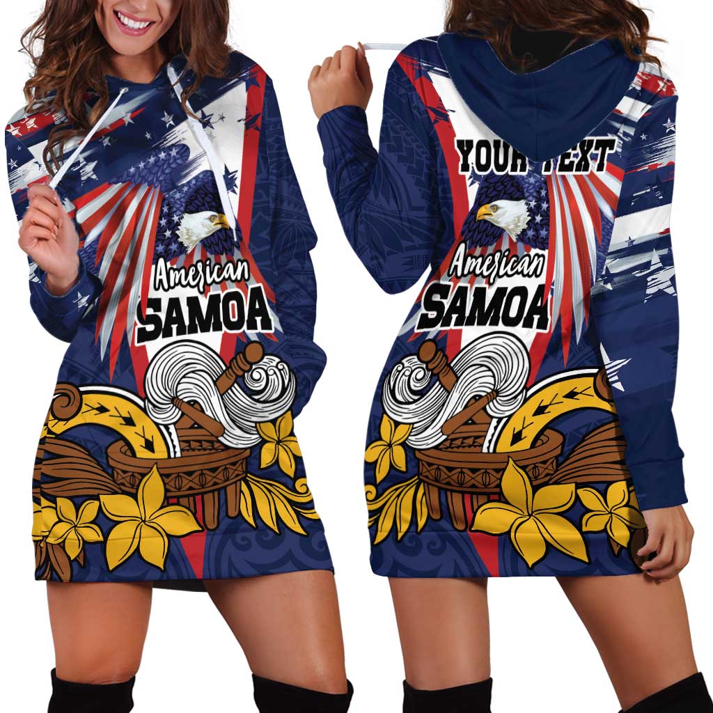 USA-American Samoa Flag Day Personalized Hoodie Dress Bald Eagle Polynesian Tribal Pattern