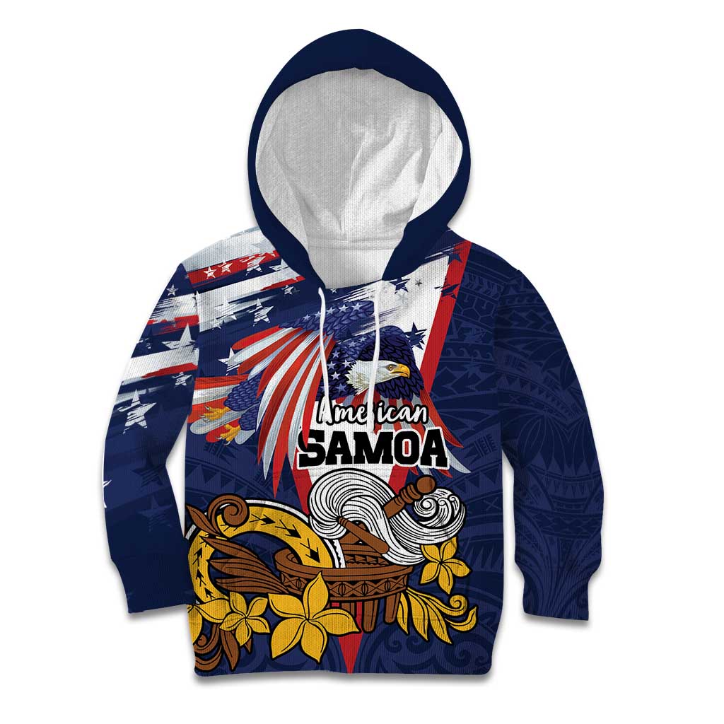 USA-American Samoa Flag Day Personalized Kid Hoodie Bald Eagle Polynesian Tribal Pattern