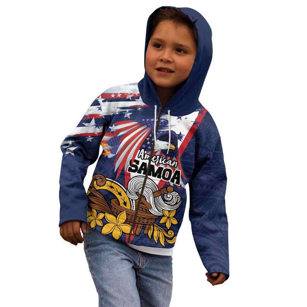USA-American Samoa Flag Day Personalized Kid Hoodie Bald Eagle Polynesian Tribal Pattern