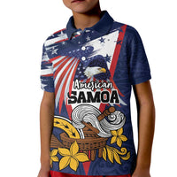 USA-American Samoa Flag Day Personalized Kid Polo Shirt Bald Eagle Polynesian Tribal Pattern