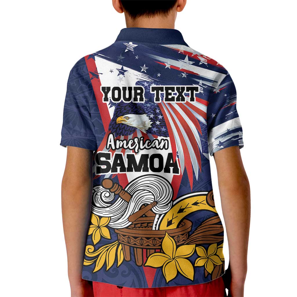 USA-American Samoa Flag Day Personalized Kid Polo Shirt Bald Eagle Polynesian Tribal Pattern