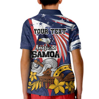 USA-American Samoa Flag Day Personalized Kid Polo Shirt Bald Eagle Polynesian Tribal Pattern