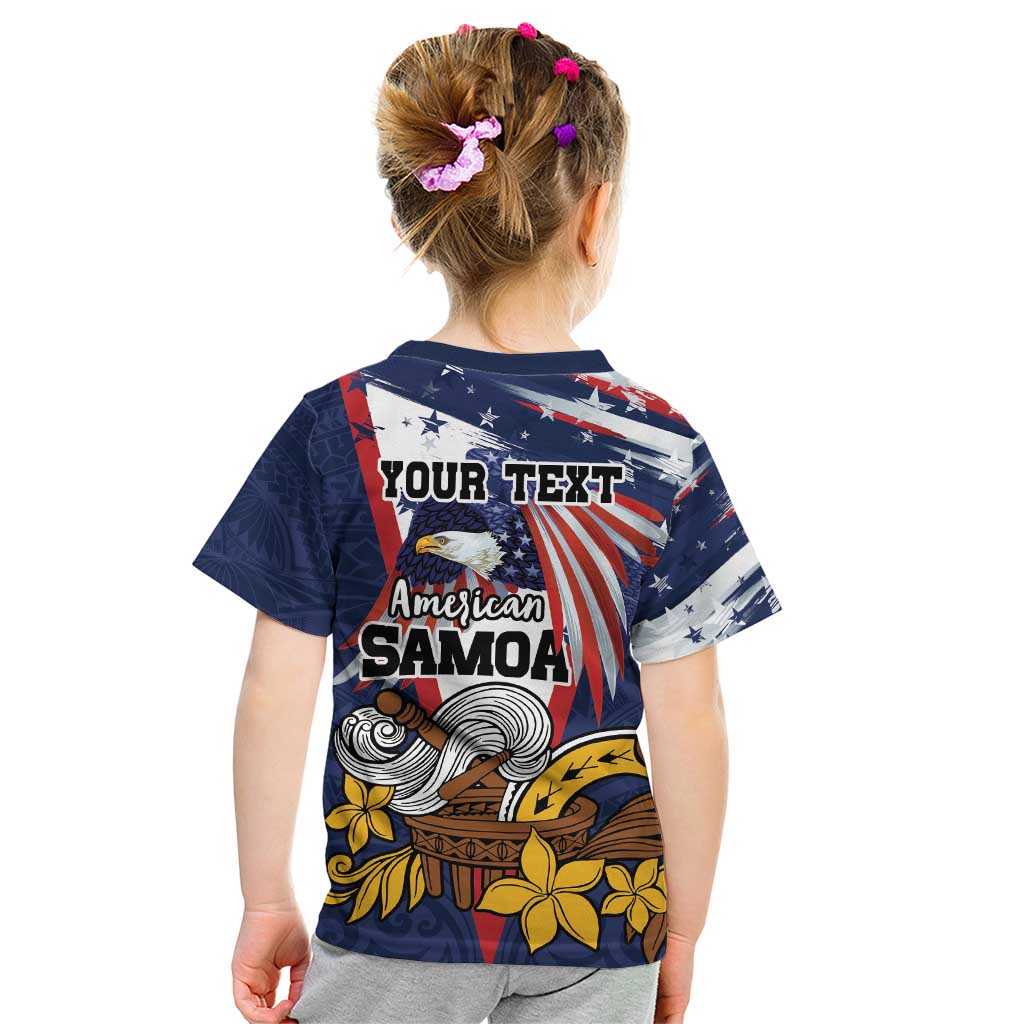 USA-American Samoa Flag Day Personalized Kid T Shirt Bald Eagle Polynesian Tribal Pattern