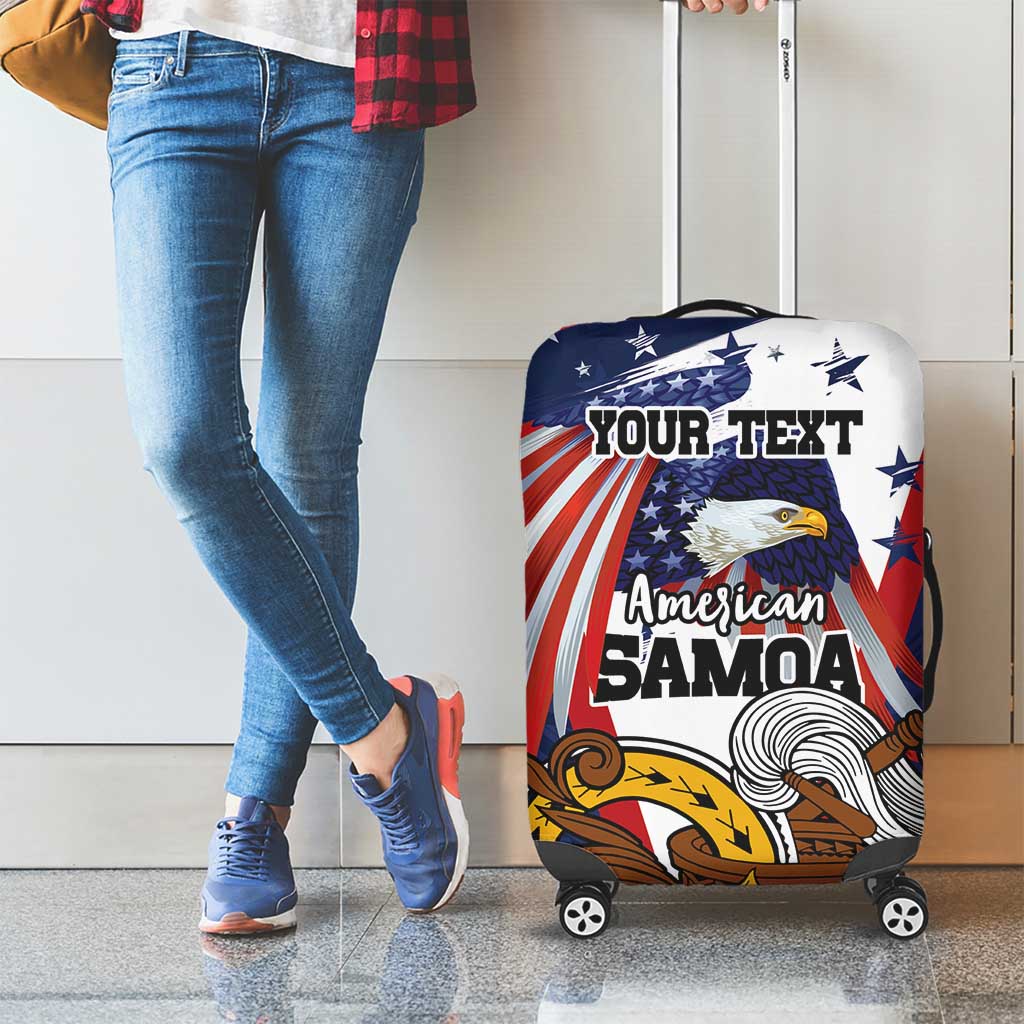 USA-American Samoa Flag Day Personalized Luggage Cover Bald Eagle Polynesian Tribal Pattern