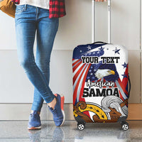 USA-American Samoa Flag Day Personalized Luggage Cover Bald Eagle Polynesian Tribal Pattern