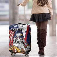 USA-American Samoa Flag Day Personalized Luggage Cover Bald Eagle Polynesian Tribal Pattern