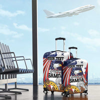 USA-American Samoa Flag Day Personalized Luggage Cover Bald Eagle Polynesian Tribal Pattern