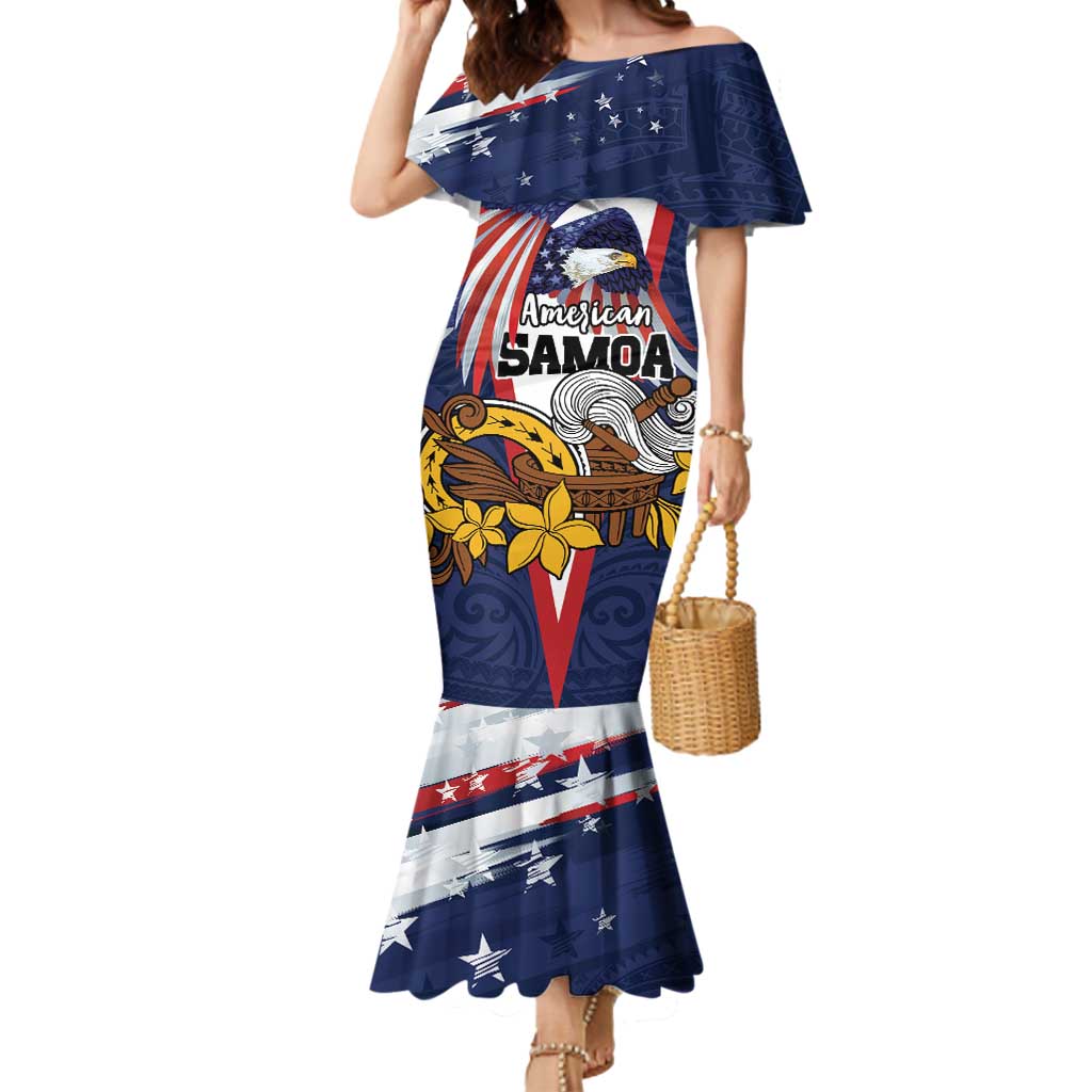 USA-American Samoa Flag Day Personalized Mermaid Dress Bald Eagle Polynesian Tribal Pattern