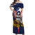 USA-American Samoa Flag Day Personalized Off Shoulder Maxi Dress Bald Eagle Polynesian Tribal Pattern