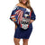 USA-American Samoa Flag Day Personalized Off Shoulder Short Dress Bald Eagle Polynesian Tribal Pattern