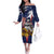 USA-American Samoa Flag Day Personalized Off The Shoulder Long Sleeve Dress Bald Eagle Polynesian Tribal Pattern