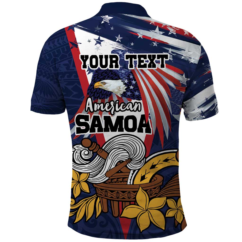 USA-American Samoa Flag Day Personalized Polo Shirt Bald Eagle Polynesian Tribal Pattern