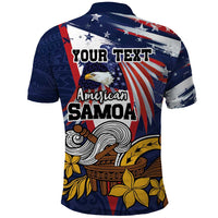 USA-American Samoa Flag Day Personalized Polo Shirt Bald Eagle Polynesian Tribal Pattern