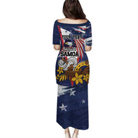 USA-American Samoa Flag Day Personalized Puletasi Bald Eagle Polynesian Tribal Pattern