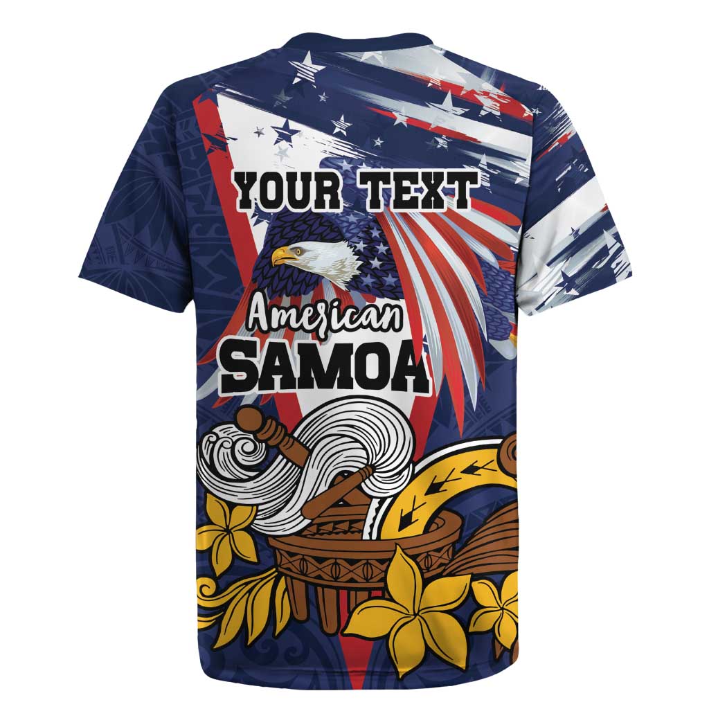 USA-American Samoa Flag Day Personalized Rugby Jersey Bald Eagle Polynesian Tribal Pattern