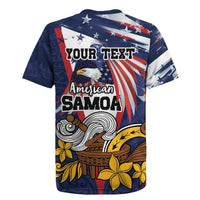 USA-American Samoa Flag Day Personalized Rugby Jersey Bald Eagle Polynesian Tribal Pattern