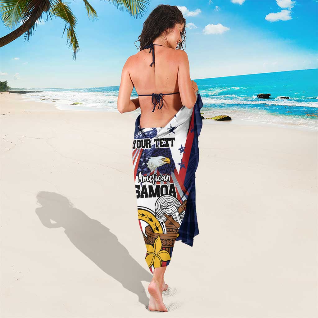 USA-American Samoa Flag Day Personalized Sarong Bald Eagle Polynesian Tribal Pattern